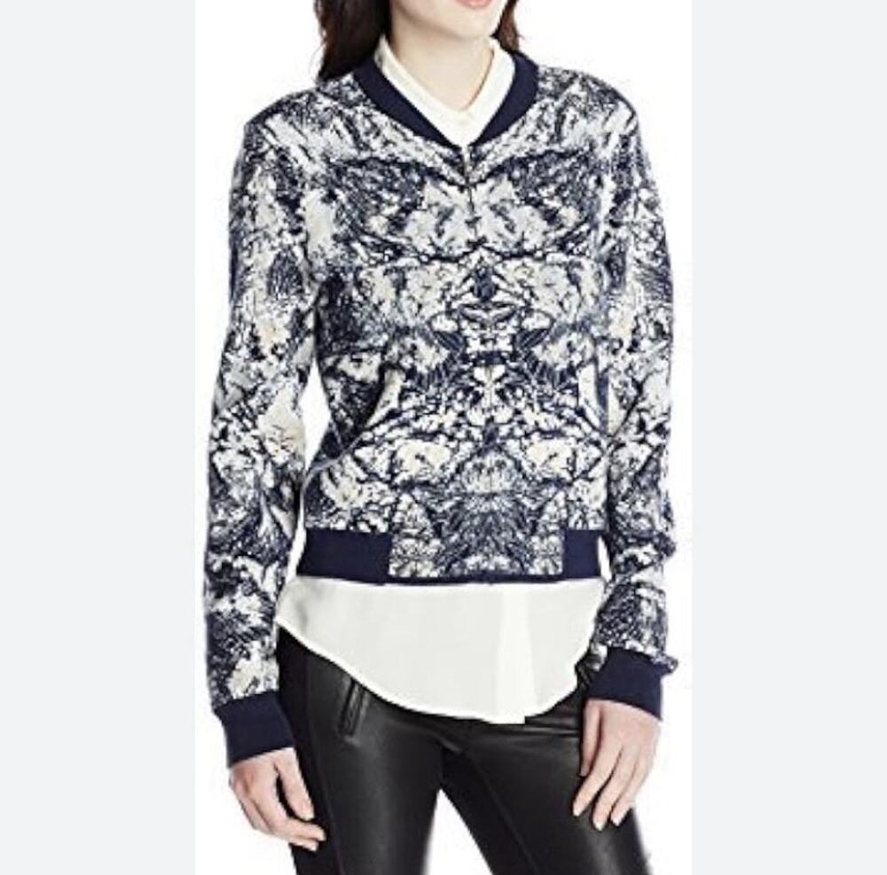 bcbg max azria sweatshirt Sz L Alexandria Del Socarro Jersey Blouse Dress A8